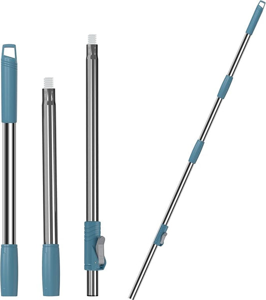 3-Section 35-to-61 Inch Spin Mop Extended Spin Mop Replacement Mop Handle Compatible with Round Spin Mop Bucket Cleaning System, Microfiber Mop Floor Head Mop - Navy Blue