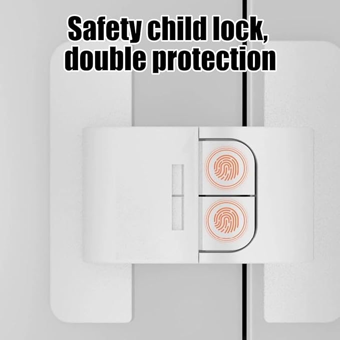 Refrigerator Lock - Self-Adhesive Fridge Door Lock for Safety | Fixed Buckle for Glass Metal Surfaces, Childproof Anti Open Protection, Home Kitchen Cabinet RV Security for Kids & Adults