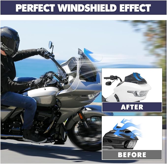 Smoke 10" Wave Windshield Compatible for Harley CVO Road Glide 2024 Wind Shield Windscreen Air Deflector for Harley Davidson Road Glide CVO FLTRXSE 2023-2024 FLTRX FLTRXSTSE 2024