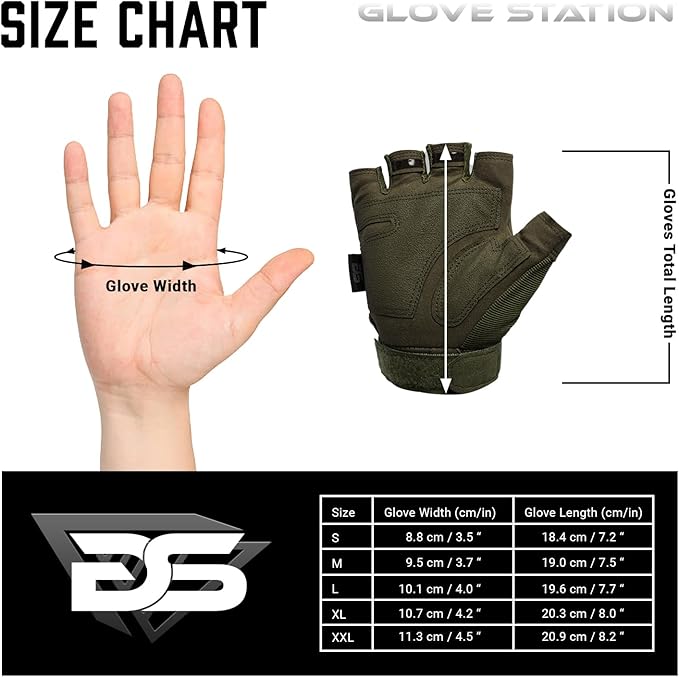 Glove Station- Fingerless Knuckle Tactical Gloves for Men - Motorcycle Gloves for Tactical Shooting, Airsoft, Hunting, Police Work and Hiking