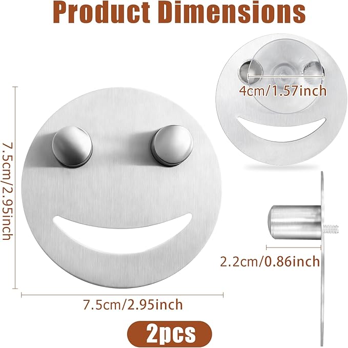 Stainless Steel Smiley Face Sponge Holders for Kitchen Sink, Rustproof Sink Sponge Holders Caddys Organizer with Suction Cup, Removable Sink Caddy for Kitchen 2Pcs