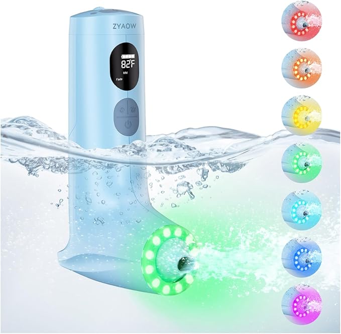 Bath Jets for Tub Bath Jet/Bubble Mode Portable Spa Rechargeable 3-Level Adjustable 7 Colors RGB Breathing Light Digital Display Screen for Home/Bathtub/Jacuzzi Christmas Gifts for Women