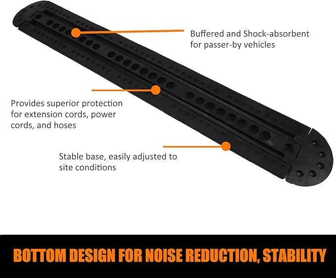 84" Rubber Speed Bumps, 1 Pack Heavy Duty Speed Bumps for Driveway Rubber Gravel Road Asphalt Parking, Modular Driveway Speed Bumps Cable Protector Ramp with 6 Bolts Spikes, 2 End Caps
