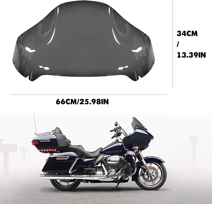 13" Windshield for Harley Davidson Touring Road Glide CVO FLTRX/FLTRXS/FLTRK/FLTRU/FLTRUSE 2014-2022 Windscreen Air Deflector, Smoke