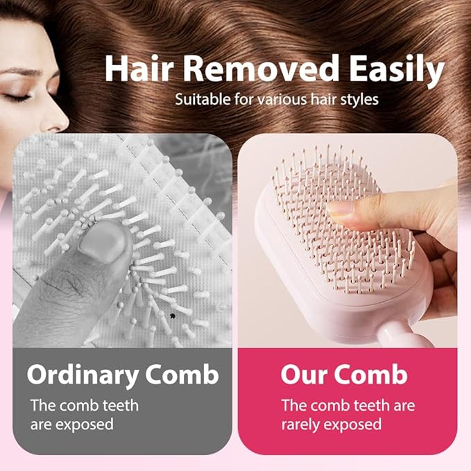 Retractable Cushion Massage Comb Brush, 2026 New Self Cleaning Hair Brush, Anti Static Massage Comb Air Cushion Comb for Women (White, 1pcs)