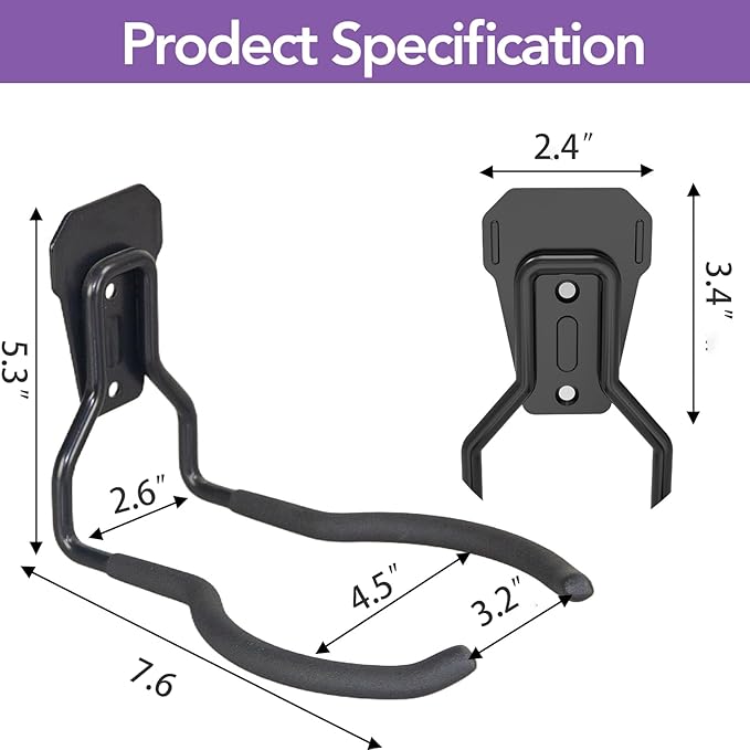 Garden Power Tool Organizer Hooks 2-Pack String Trimmer Wall Mount Garage Storage Heavy Duty Hanger Drill Holder