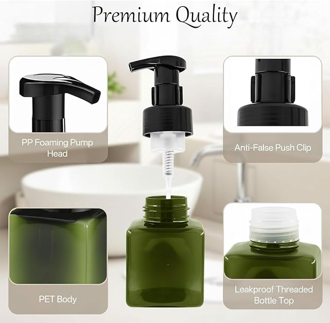 12 Piece 250ml Foam Soap Dispenser, Travel Foam Dispenser. Refillable Plastic Pump Hand Soap Bottle, Travel Essentials, Clear Container for Bathroom Vanity