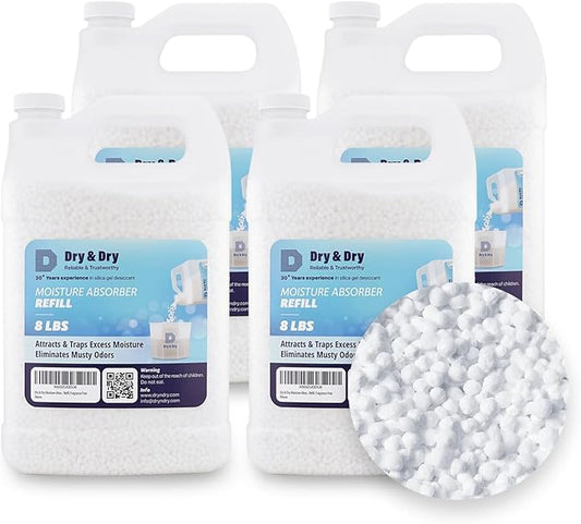 Dry & Dry Moisture Absorbers Refill Beads (32 LBS) - Home Basement Bedroom Small Dehumidifiers & Moisture Absorbers