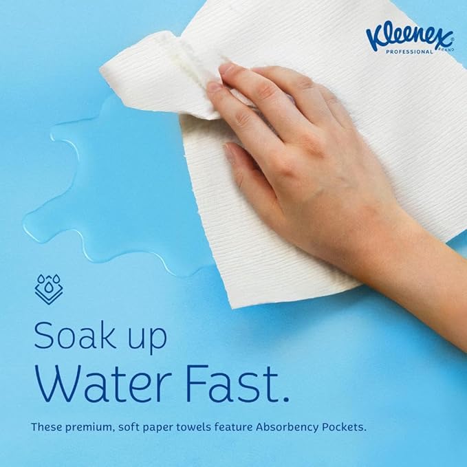 Kleenex Professional Universal Hard Roll Paper Towels, Bulk (50606), Hardwound 1.75' Core, Premium Absorbency Pockets, White (6 Rolls at 600' Each, 3,600'/Case)