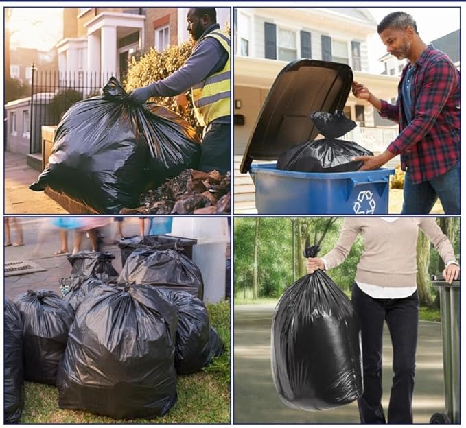 Teivio 20-25 Gallon 120 Counts Black Large Trash Bags Garbage Bags, outdoor trash bags liners for Kitchen/Yard/Industrial or Commercial Use,fit for 18, 20,21, 23 and 25 gallon, Black