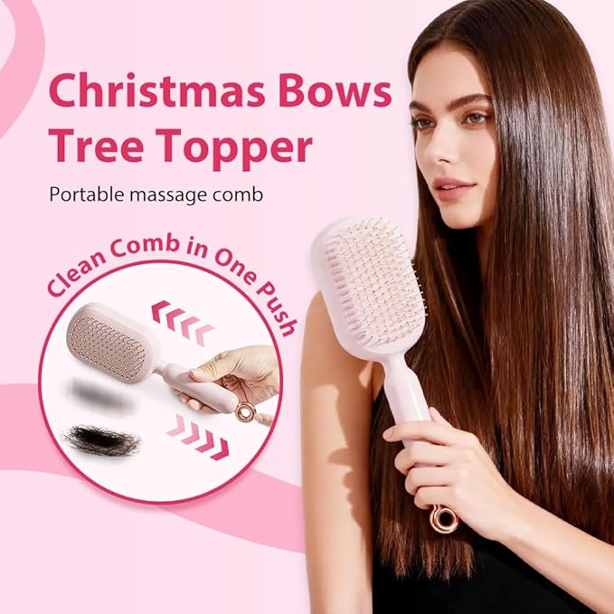 Retractable Cushion Massage Comb Brush, 2026 New Self Cleaning Hair Brush, Anti Static Massage Comb Air Cushion Comb for Women (Pink, 2pcs)