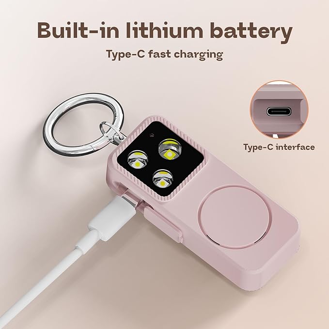 Personal Safety Alarm & Self Defense Keychain, Loud Siren with Strobe Light, Reusable Protection for Jogging, Walking Alone (Cyan)