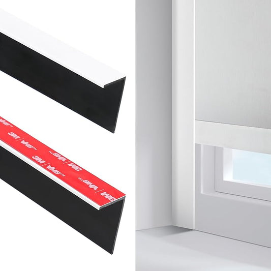 100% Blackout PVC Light Blocking Strip for Window Shades and Blinds Both Sides Tracks for Blackout Shades Easy to Install for BedroomGreat for Bedroom Nursery (L-Shaped Custom 2pcs, 59"-115")