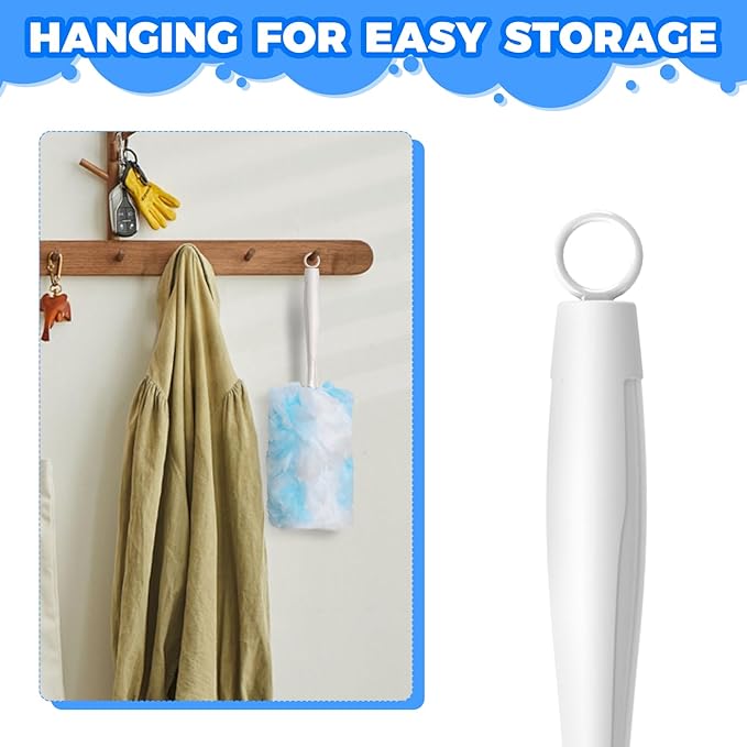 10PCS Duster Refills Folding Handles Set Compatible with Swiffer Dusters,Disposable Static Dust Removal Brush Handle for Dusting Electronics,Furniture,Blinds,Ceiling Fans (10, White)