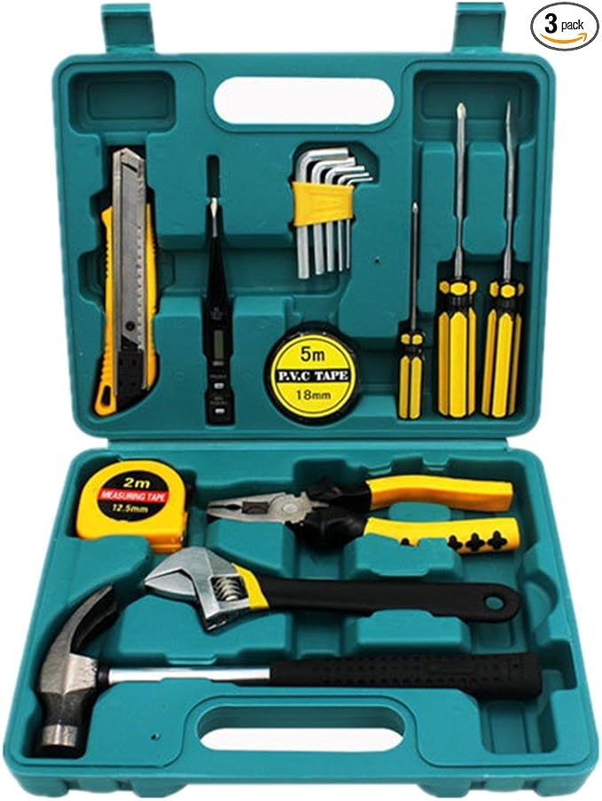 Shiratori Tool Set - General Household Hand Tool Kit with Plastic Toolbox Storage Case