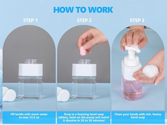 Foaming Hand Soap Tablet Refills -12Pack | Eco Friendly Products & Cleaning Supplies | Variety Fragrance Soap Refills Tablets for Using With Foaming Hand Soap Dispenser (12 x 8 Fl oz bottles)