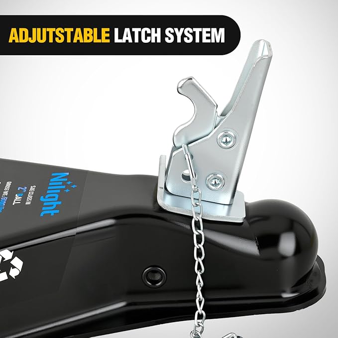 Nilight Class III A-Frame Trailer Coupler with Security Latch&Chain fits 2-Inch Hitch Ball for Pickup Trucks, RV, Boat, Camper, 5000LBS Capacity, Black Powder Coated