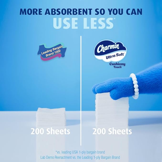 Charmin Ultra Soft Cushiony Touch Toilet Paper, 18 Family Mega Rolls = 90 Regular Rolls (Packaging May Vary)