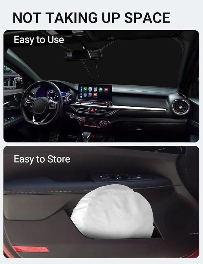 Proadsy 2025 Upgrade Windshield Sun Shade Custom Fit Kia Forte 2019-2024 2025 4-Layer Foldable Front Sunshade Protector Sun Visor Blocks UV Rays Keep Car Cooler Accessories