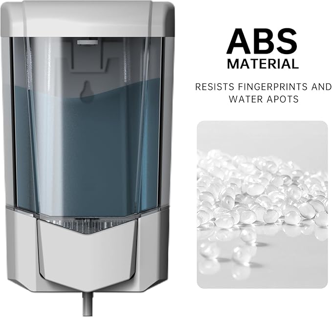 Hand Liquid Soap Dispenser Wall Mount 20floz（600ml）, Ideal for Commercial Bathrooms Restaurants Hotels, Use with Liquid Hand Soap Shampoo, ABS Sliver