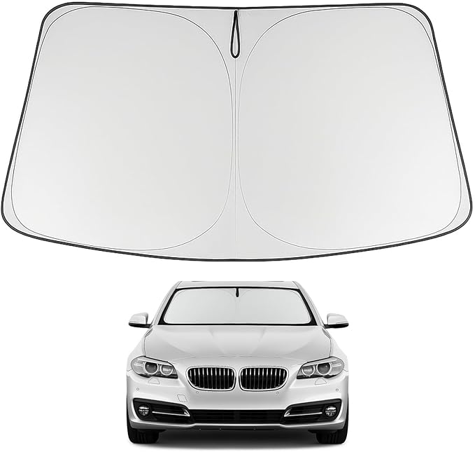 Proadsy 2025 Upgrade Windshield Sun Shade Custom Fit BMW 5 Series 2011-2016 4-Layer Foldable Front Sunshade Protector Sun Visor Blocks UV Rays Keep Car Cooler