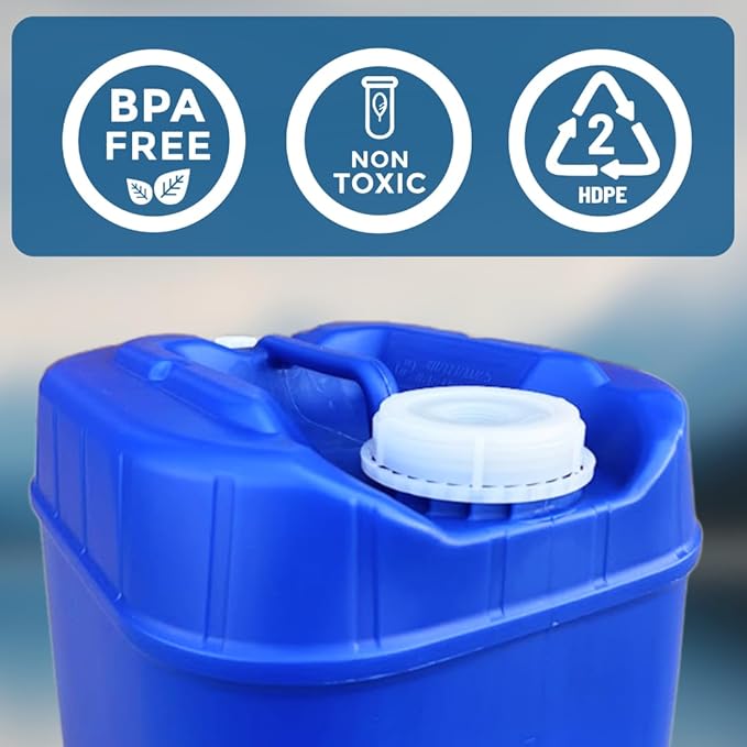 5-Gallon Stackable Water Storage Containers, Water Treatment,5 Gallons Each w/Lids + Spigot, Easy Fill, Survial Supply Emergency Water Storage for Disaster Preparedness, 10 Gallon (2 Tanks)