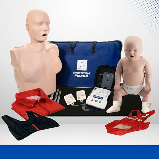 PRESTAN 1 Adult Female and 1 Infant CPR Manikin Kit with Feedback, Prestan UltraTrainer, and MCR Accessories