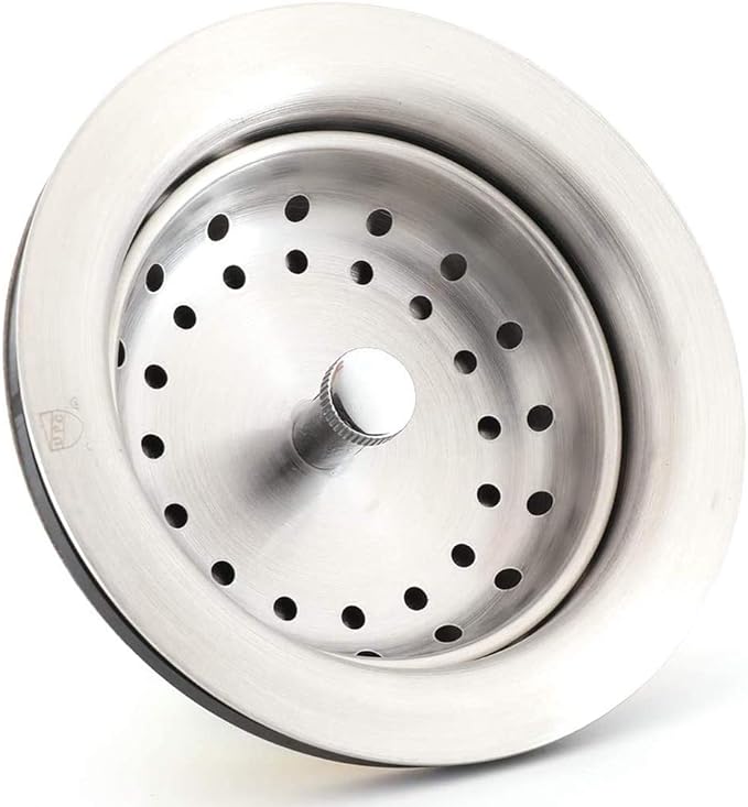 KONE 3-1/2 Inch Kitchen Sink Drain Assembly with Strainer Basket/Drain Stopper, All Stainless Steel Sink Drain Kit Durable and Rustproof