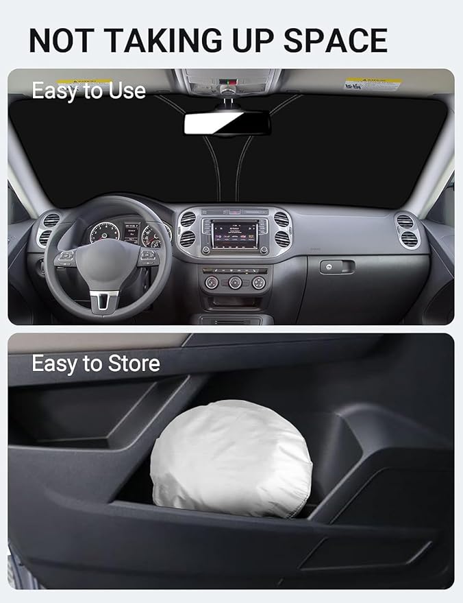 Proadsy 2025 Upgrade Windshield Sun Shade Custom Fit Volkswagen VW Tiguan 2009-2017 4-Layer Foldable Front Sunshade Protector Sun Visor Blocks UV Rays Keep Car Cooler