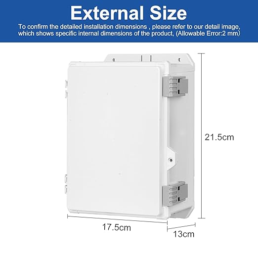 Electrical Junction Box 11"x7.4"x5" ABS Waterproof Enclosure Plastic Weatherproof Project Box with Internal Mounting Panel Hinged Cover (Grey Plastic)