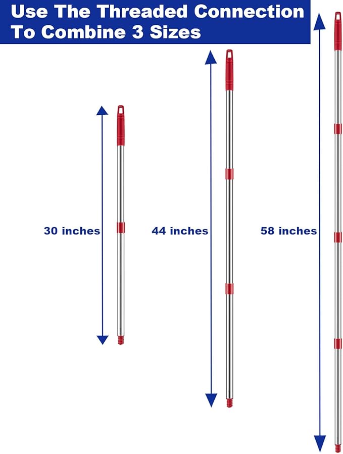 Mop Replacement Handle Compatible with Ocedar Mop Head and Broom, 4-Section 30" to 58" Spin Mop Stick Compatible with O Cedar Mop Replace Base (Mop Base&Refill not Included)