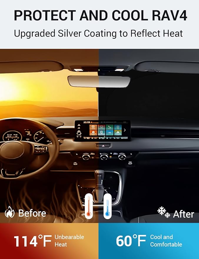 Proadsy 2025 Upgrade Windshield Sun Shade Custom Fit Honda HRV 2022-2025 Foldable Front Sunshade Protector Sun Visor Blocks UV Rays Keep Car Cooler Accessories