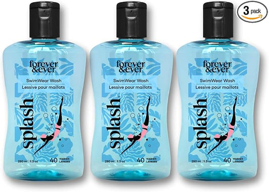 Splash All Natural Laundry Detergent, Liquid Laundry Detergent, Chlorine Neutralizer Swimsuit Wash, Hypoallergenic, Gentle & Color Safe Formula, High Efficiency (HE) Compatible Wash, 9.5 fl oz, 3 Pack