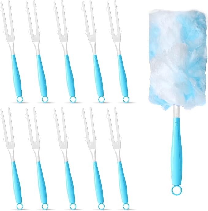 10PCS Duster Refills Folding Handles Set Compatible with Swiffer Dusters,Disposable Static Dust Removal Brush Handle for Dusting Electronics,Furniture,Blinds,Ceiling Fans (10, Blue)
