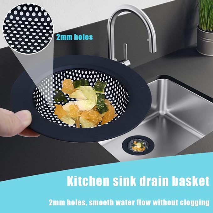 3 Pieces Kitchen Sink Stopper Strainer, 3 in 1 Kitchen Sink Basket Strainer, Universal Anti-Clogging Stainless Steel Sink Disposal Stopper, Perforated Basket Drain Filter Sieve