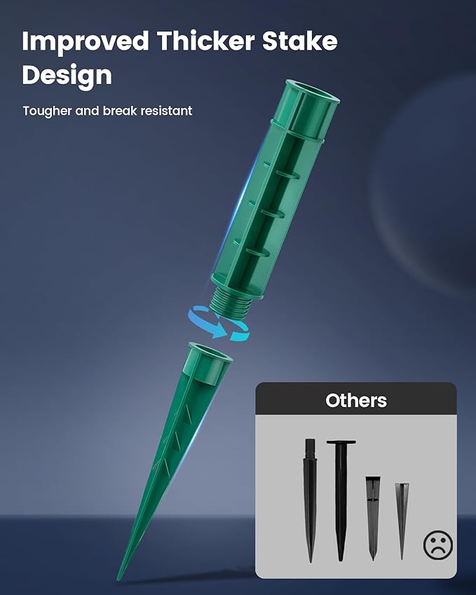 SURAIELEC Outdoor Power Stake Waterproof, 6 Grounded Outlets Power Strip Weatherproof, 15FT Extension Cord Outlet for Yard, Garden, Christmas Light, Patio Lights, Ponds, 1875W/15A, Green