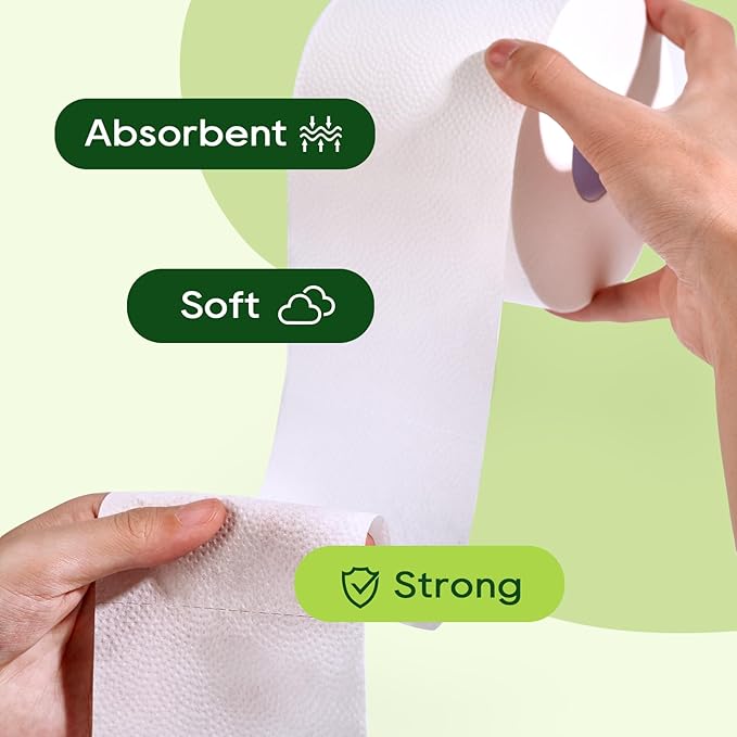 ECOLipak Bamboo Toilet Paper, Septic Safe Toilet Tissue, 9 Mega Rolls, 600 Sheets Per Roll, Tree Free, Non Toxic, 2 Ply, Soft and Absorbent, Eco Friendly Dye-Free Paper
