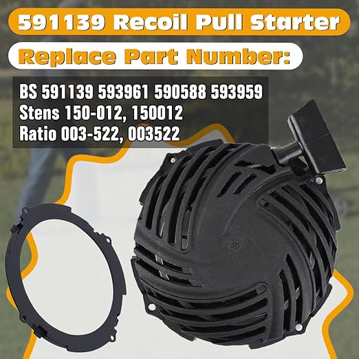 ZeeKee 591139 Recoil Pull Starter Assembly Compatible with Troy Bilt Craftsman TB110 TB200 140CC 150CC Engine Lawn Mower for BS 593959 595355 150-012 Rewind Starter