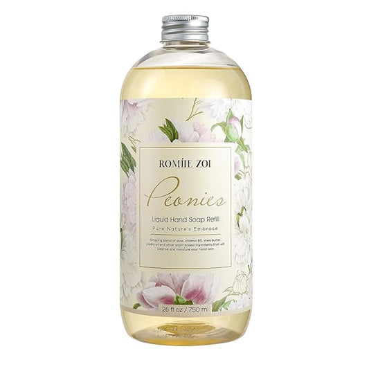 ROMIIE ZOI Liquid Hand Soap Refill, Peony, Gentle & Moisturizing Formula, 750 ML/ 26 FL OZ