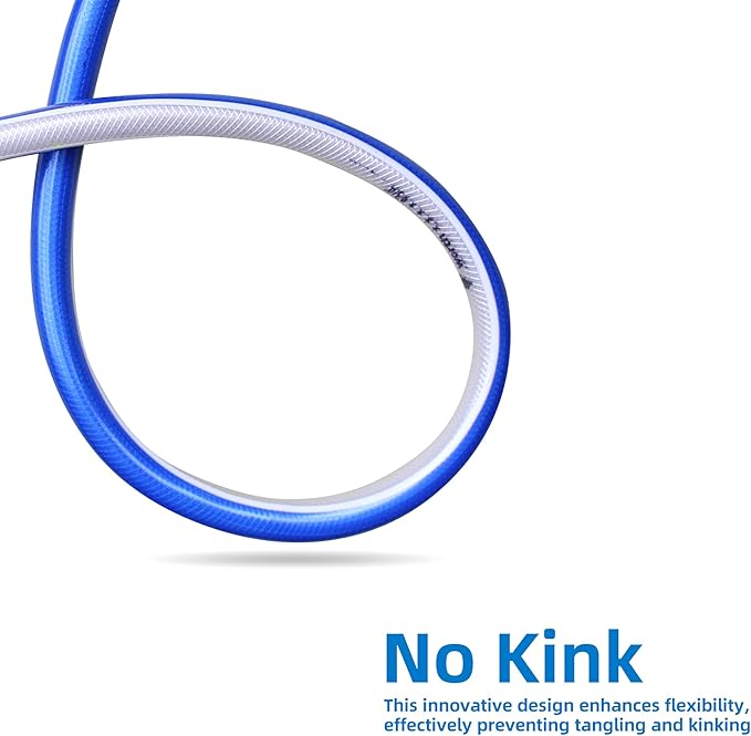 Solution4Patio Blue Garden Hose 3/4 in. x 50 ft. -Heavy Duty Durable Flexible Lightweight Water Pipe -Brass Aluminum Ends for Household & Commercial -Kink Free, No Leaking, Male/Female Fittings