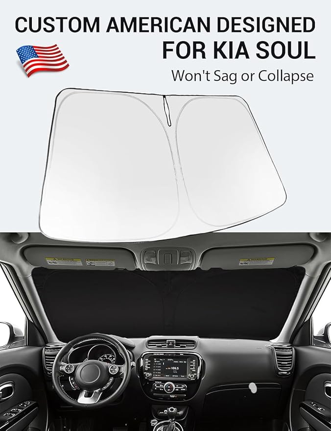 Proadsy Windshield Sun Shade for Kia Soul 2014-2019 4-Layer Foldable Front Sunshade Protector Sun Visor Blocks UV Rays Keep Car Cooler Accessories