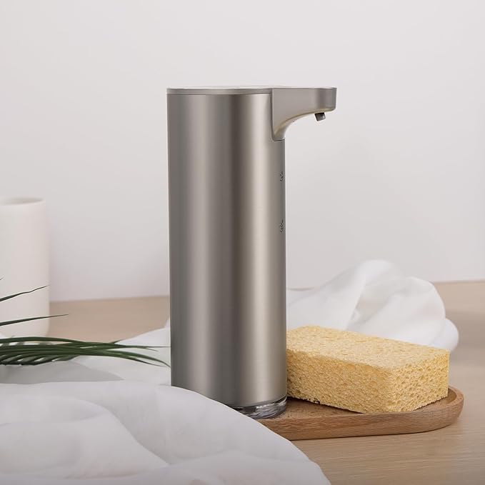 Automatic Foaming Soap Dispenser, Rechargeable Touchless Foam Hand Soap Dispenser for Bathroom, Stainless Steel Soap Pump for Kitchen, Water-Resistant, Xmas Gift 9oz