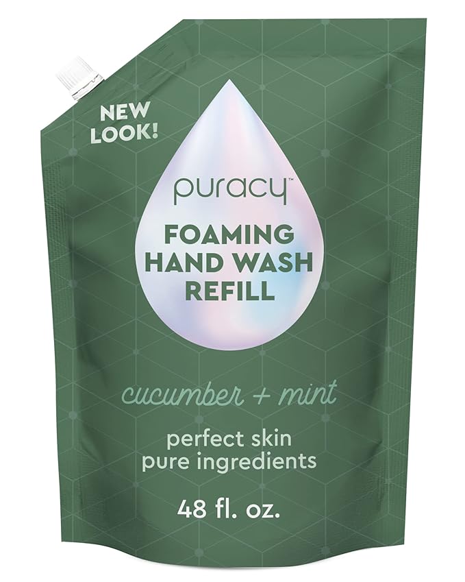 Puracy Foaming Hand Soap Refill - Plant-Powered Natural Hand Soap As Seen on TikTok, Non-Toxic, Sulfate-Free Liquid Soap, Moisturizing Foam Handwash Liquid (Cucumber & Mint, 48 fl oz)