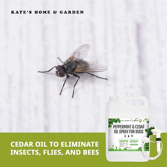 Kate's Home & Garden Peppermint Oil Spray for Bugs, Ants, Insects, Spiders. Pesticide and Insecticide Indoor Repellent Pest Control with Cedarwood Oil (Gallon, Natural, Pet Safe, Non Toxic)