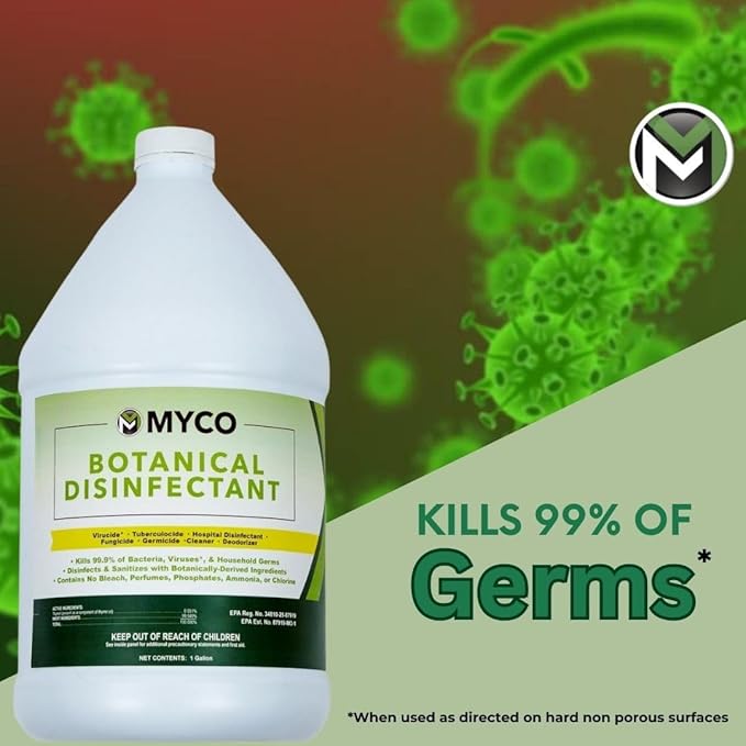 Myco Botanical Disinfectant Cleaner – Natural Plant-Based Ready-to-Use EPA-Registered Disinfectant Spray for Mold, Mildew, Germs, Bacteria & Viruses – Safe for Home & Commercial Use, 1 Gallon