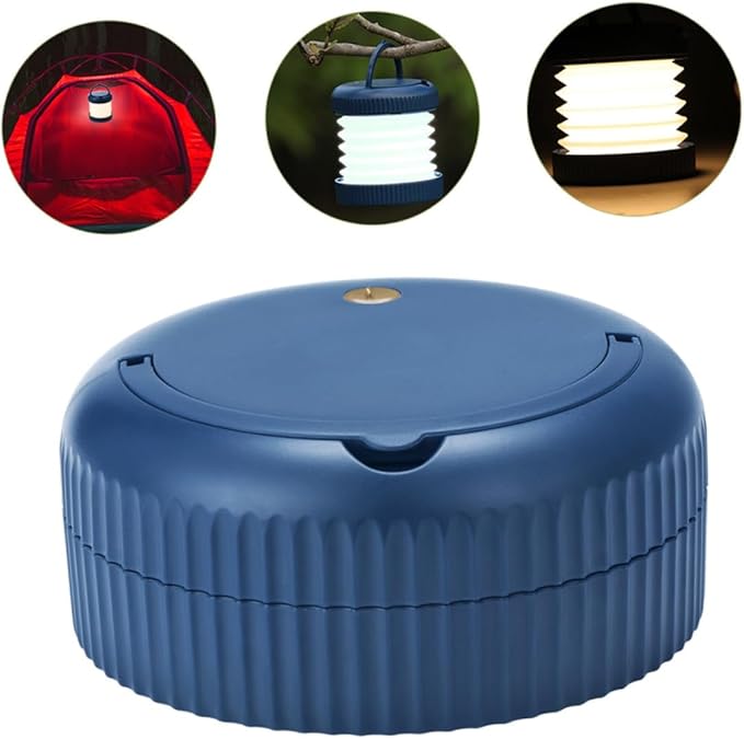 Foldable Portable Tent Lamp USB Rechargeable Outdoor Camping Light for Hiking Backpacking Emergency with Hanging Design and Lightweight Blue
