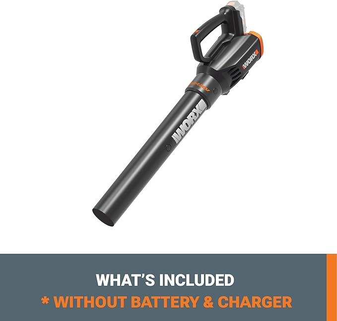 WORX WG547.9 20V Cordless Leaf Blower, Electric Blower with Turbine Fan, Blowers for Lawn Care with 2 Speed Control, Battery & Charger Not Included