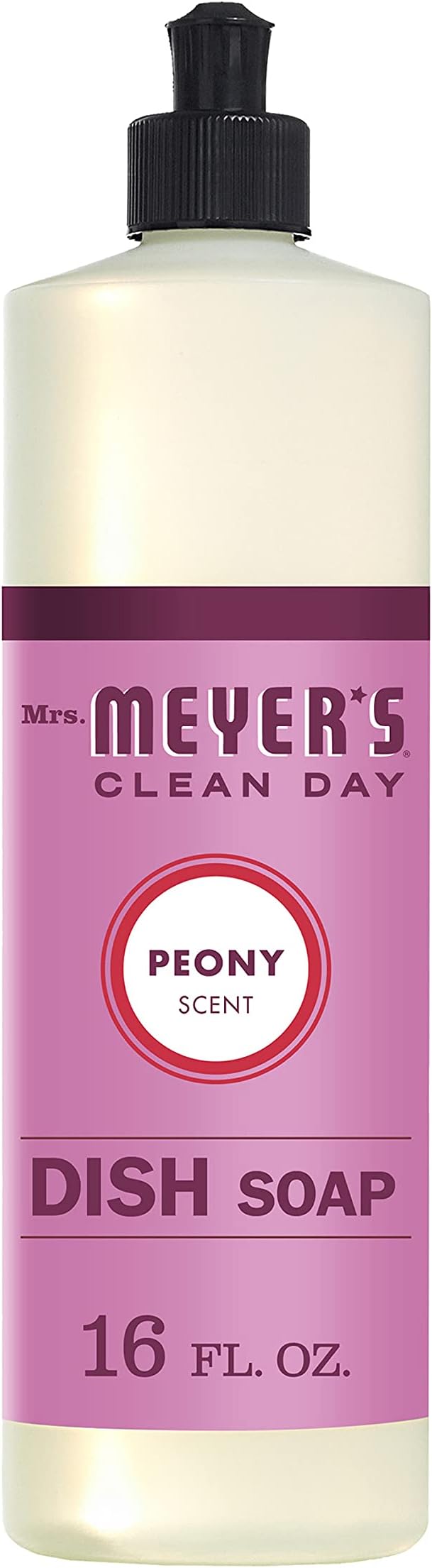 MRS. MEYER'S CLEAN DAY Liquid Dish Soap, Biodegradable Formula, Peony, 16 fl. oz - Pack of 6