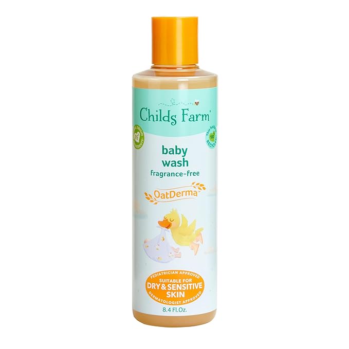 Childs Farm, OatDerma Baby Wash, Fragrance-Free, Gently Cleanses and Soothes, Suitable for Newborns with Dry, Eczema-prone, Sensitive Skin, 8.4 Fl Oz