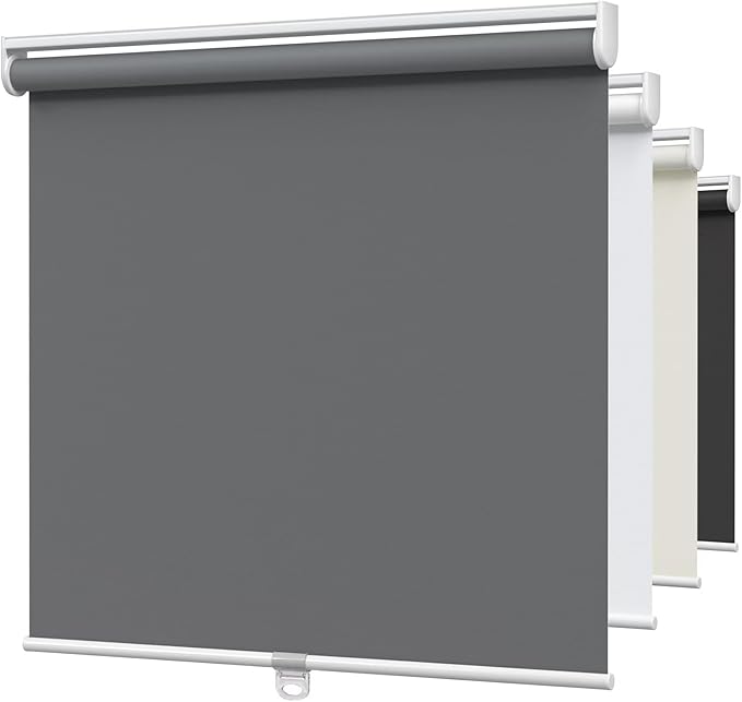 MYshade Blackout Cordless Roller Shades, Room Darkening Free-Stop Roll Up Blinds for Windows, Pull Down Blocking Blind for Home and Office, Easy to Install, 48" X 72", Grey